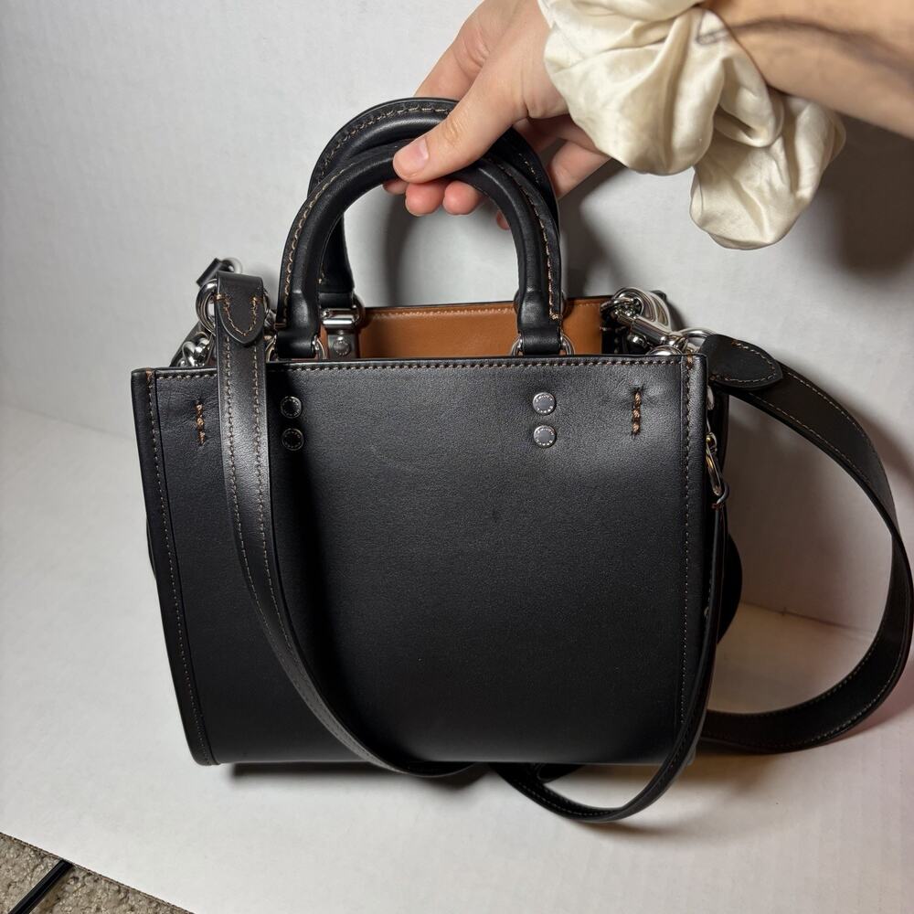 Coach Rogue 20 Black Glovetanned Leather Satchel Top Handle W/ Tags & Dust Bag - Picture 6 of 14